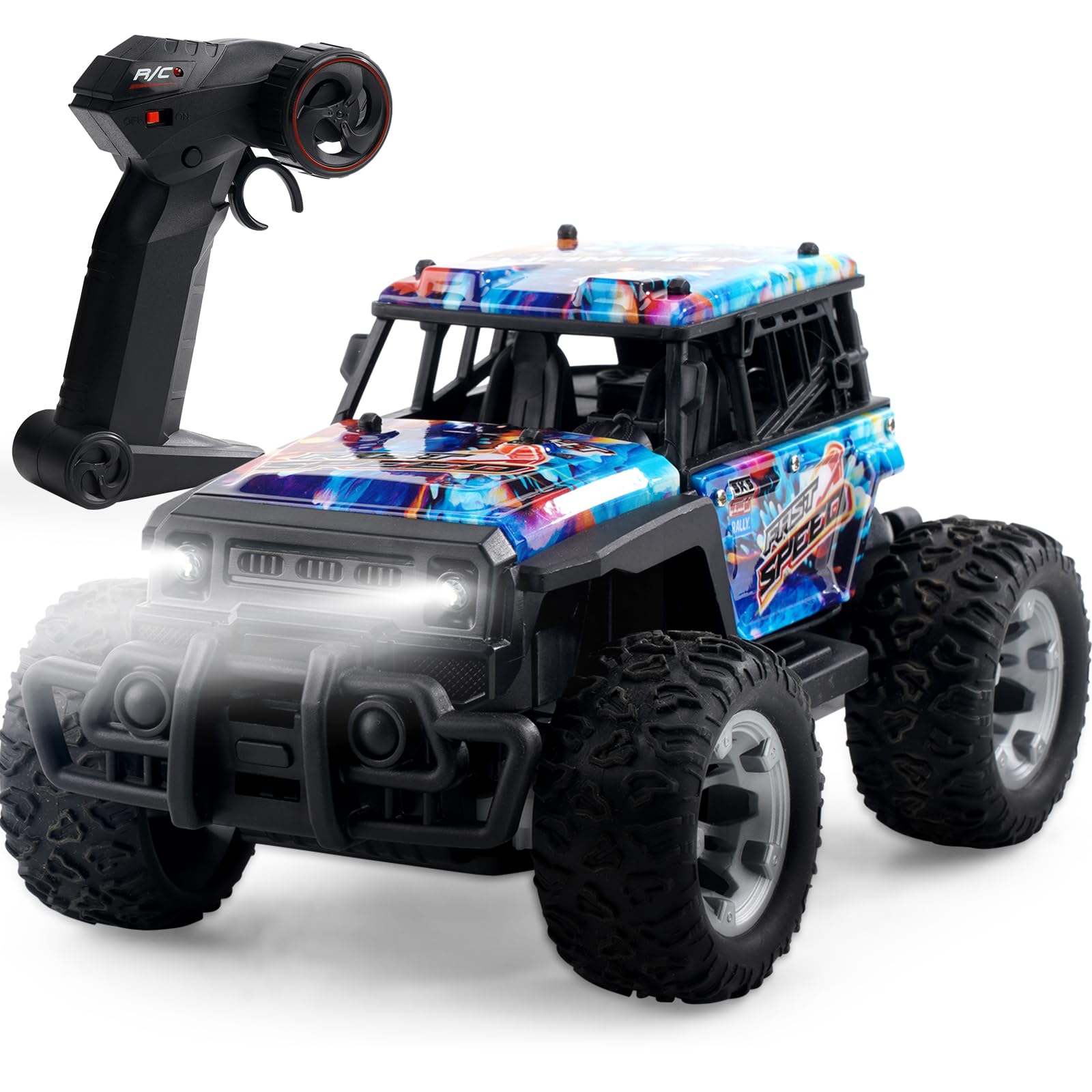 1:20 Scale Remote Control Car, 2.4GHz All Terrain Monster Trucks for Boys Age 4-7, 20 Km/h Off Road Rc Cars for 3 4 5 6 7 8 9 10 11 12 Year Old Boy Birthday Gift Christmas-(Blue)