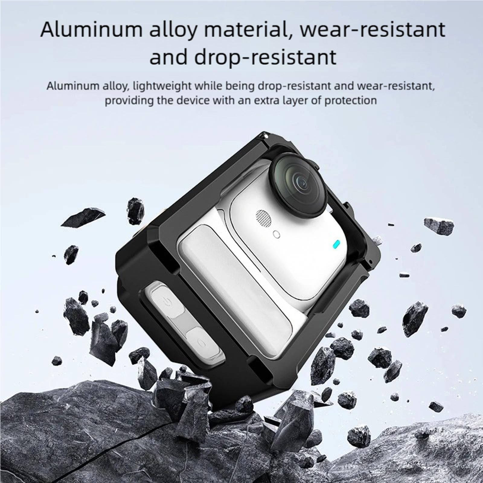 Supporto multifunzionale in alluminio per fotocamere indossabili con doppio supporto per accessori 1/4 filettatura treppiede Doppia gabbia per fotocamera con attacco a scarpa fredda