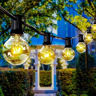 56FT 50+6 Outdoor String Lights, Waterproof G40 Globe Patio Lights with 56 Edison Glass Bulbs (6 Spare) for Backyard Porch Balcony Party Decor, E12 Socket Base, Warm White