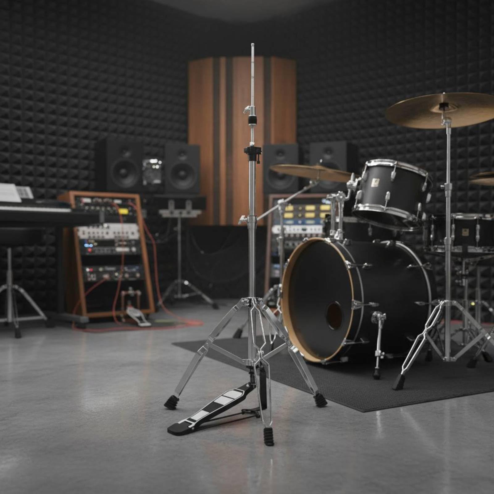 predolo Asta cymbalHat Altezza Regolabile Meccanica cymbalHat a Pedale Robusto e Durevole Supporto Charleston per Batteristi, Principianti, Palco, Sala Prove, 22MM Doppio PEZZO