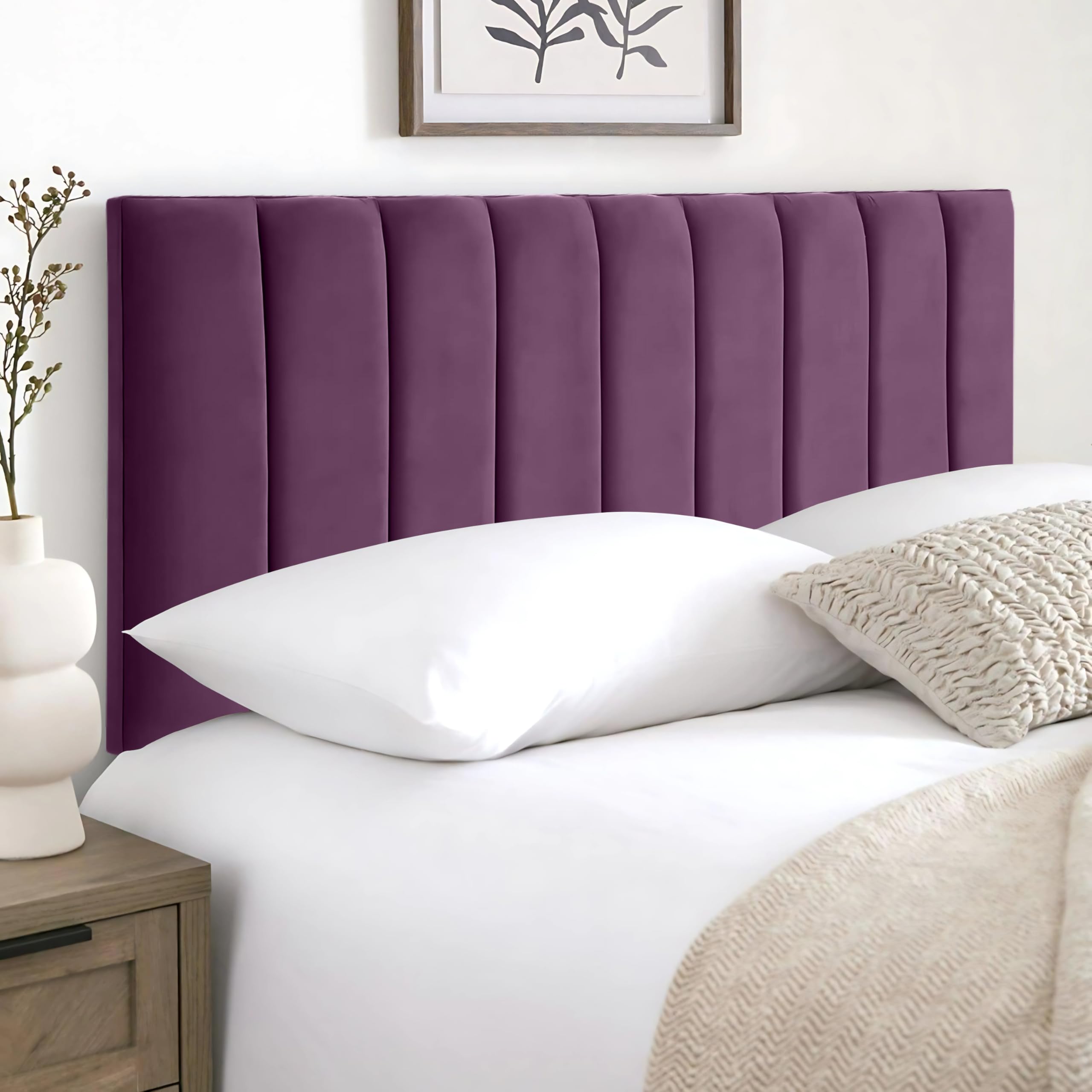 HB-1 Headboards for Beds – 9vp 24'' Divan Bed Headboard – Headboards for Divan Beds, Bedroom & Hotel Furniture, Elegant Soft Plush Fabric Head Board (Plum Plush, 2FT6 Small Single) — image 1