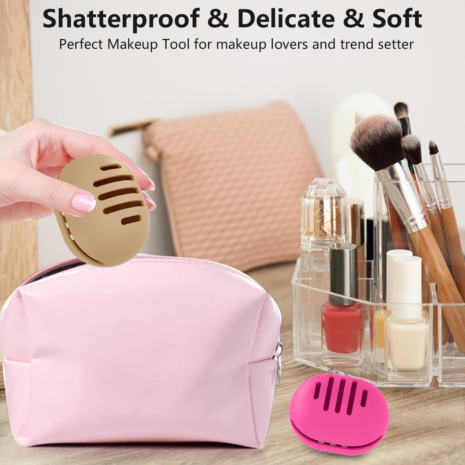 Fauxomor 2pz Custodia Spugna per Trucco Doppia Faccia Traspirante per Viaggio,Porta Spugna in Silicone per Beauty Makeup Blender,Riutilizzabile Facile Trasportare,Nero+Rosso Rosa