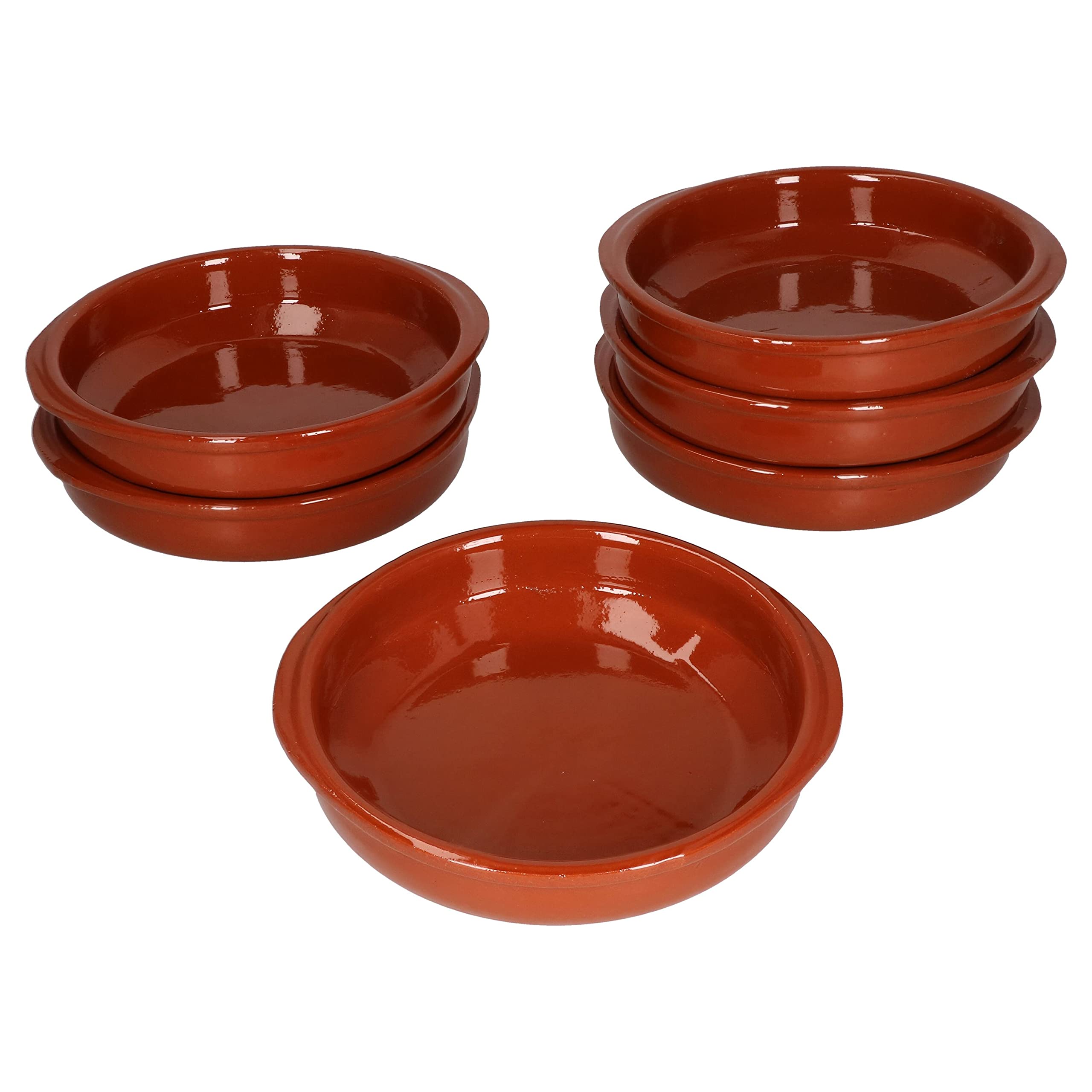 MamboCat Set de 6 Cazuela avec poignées Plat en terre cuite Ø 16 cm Taille M 300 ml 6 personnes Méditerranée Pièce unique faite à la main Tiramisu-Gratin Bouchées Marché médiéval