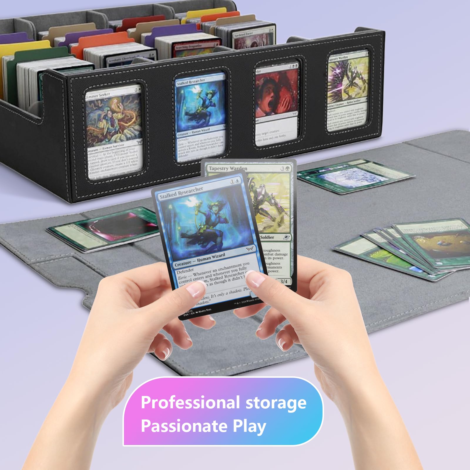 Pudełko na karty Simcat do przechowywania kart z wyświetlaczem Commander, pojemność ponad 2400 kart, do Yugioh, TCG, Magic the Gathering, etui na karty ze sztucznej skóry PU z zamkiem magnetycznym
