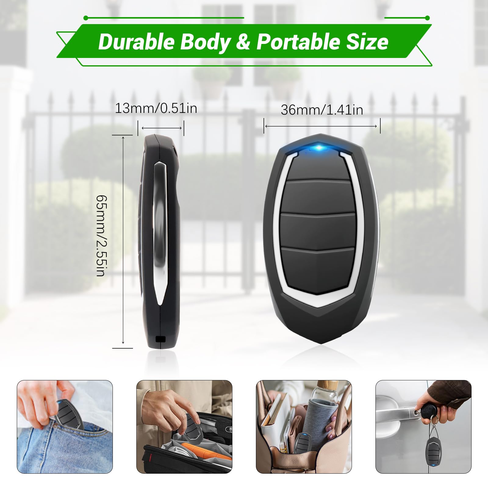 Mando a Distancia para Puerta de Garaje Automática – Compatible únicamente con sistemas de Motorline Falk MX4SP – 4 Canales, Código Dinámico Rolling Code, Frecuencia 433,92 MHz (Pack de 3)