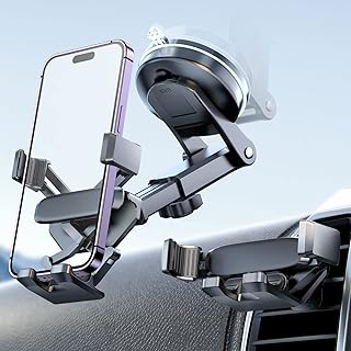 eSamcore Windshield Phone Mount for Car, Car Vent Phone Mount Gravity Suction Cup Phone Holder for Car Window Dashboard Car Cell Phone Holder for iPhone 14 Car Mount