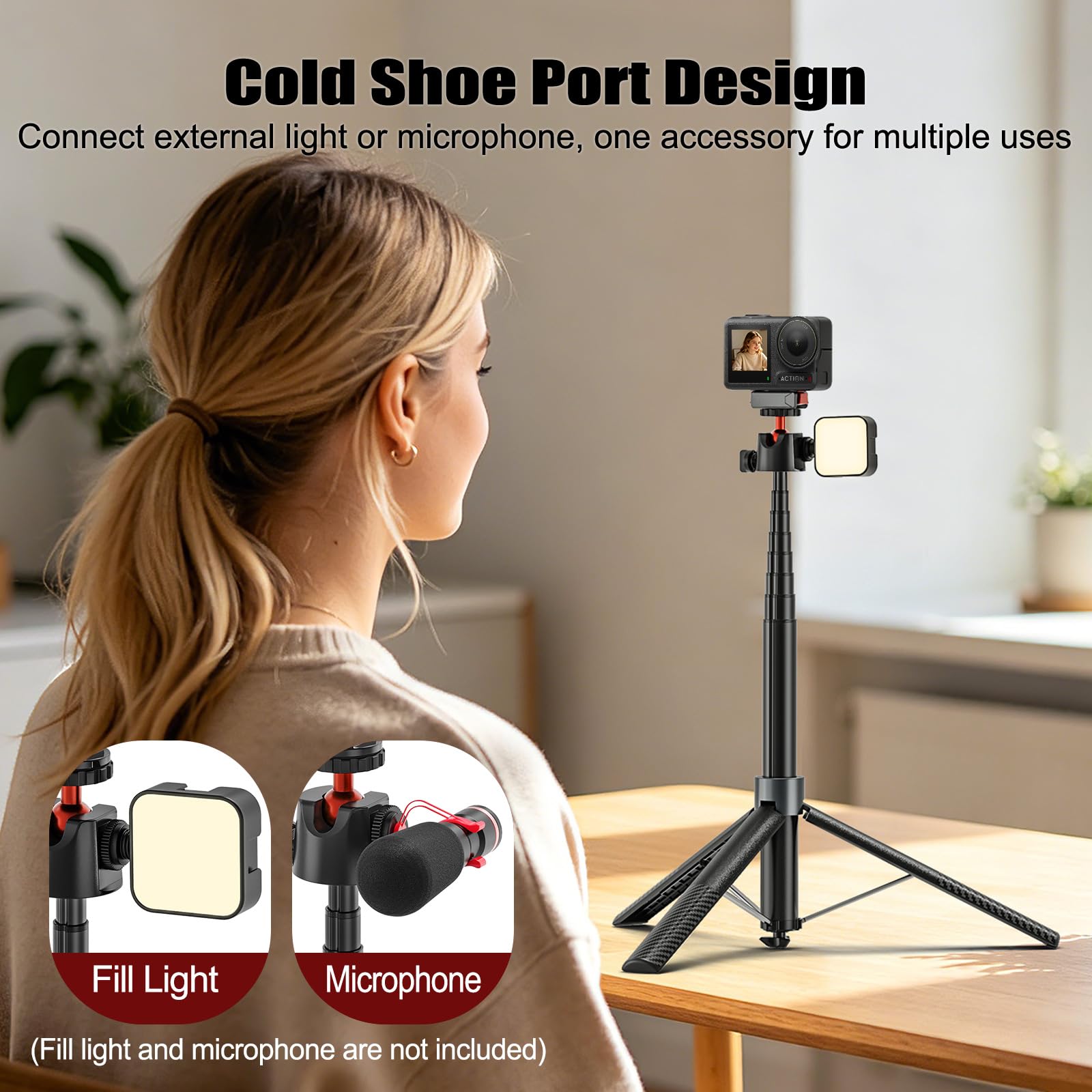 170cm Selfie Stick Stativ für DJI Osmo Pocket 4/3 DJI Action 5 Pro Insta360 | Action Cam 2-in-1 Reisestativ/Halterung/Hand Grip/Zubehör für Insta 360 X5 X4 X3 DJI Osmo Action 4