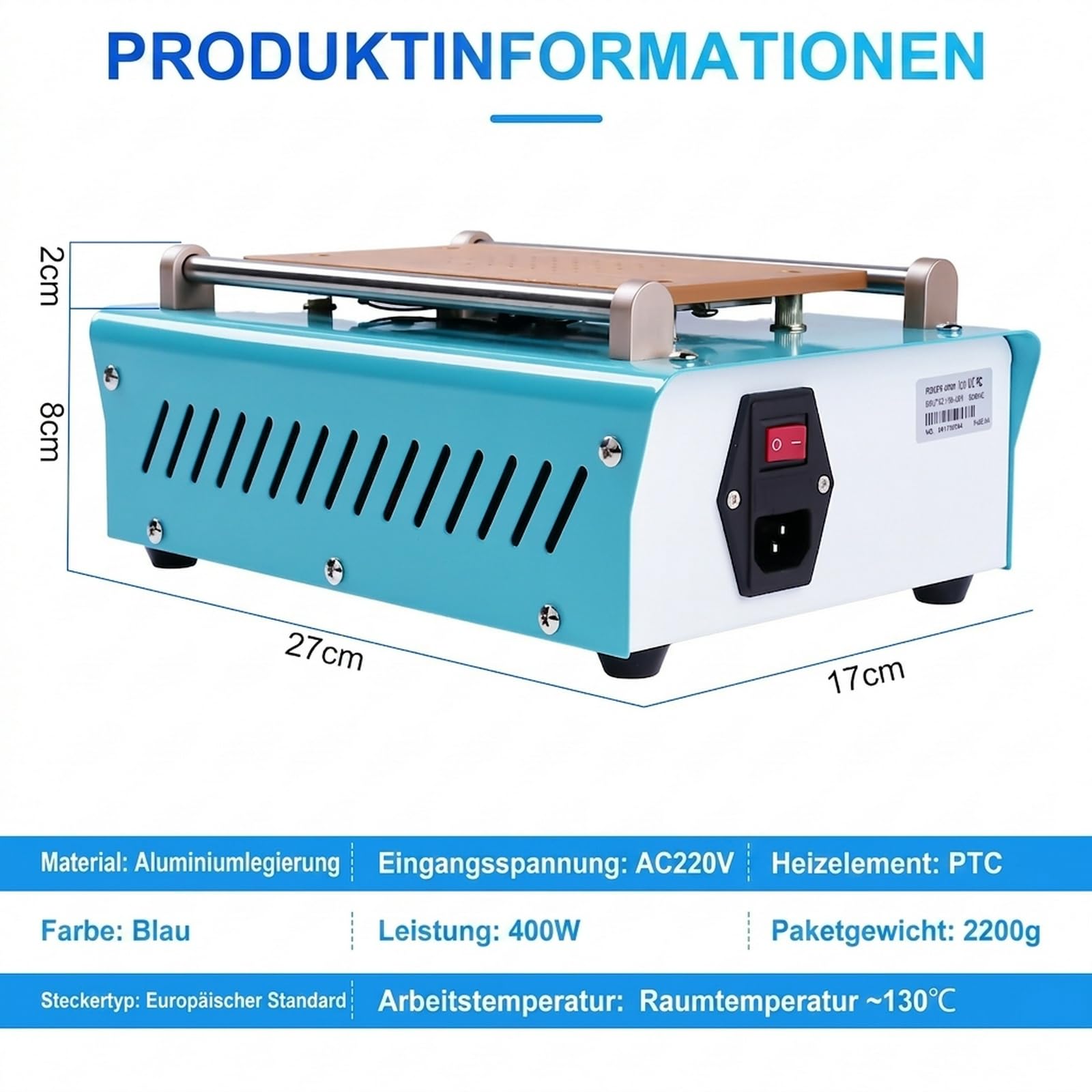 Handy Screen Separator Heizplatte Handy Reparatur LCD hot Screen Separator Handy heizplatte Screen bildschirmabscheider hot Screen Splitter mit 3 Silikonpads blau UYUE948T AC 220V.