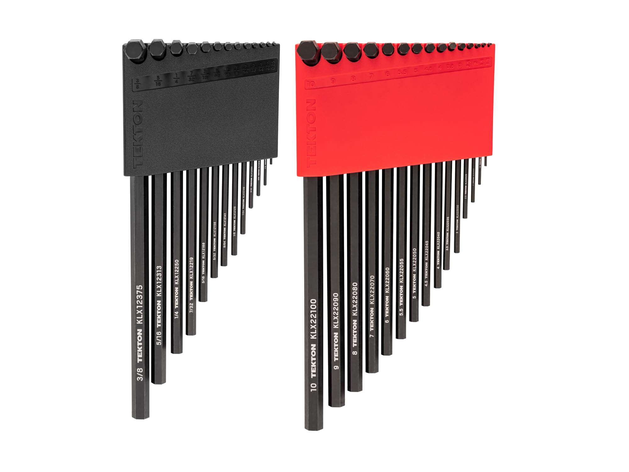 TEKTON KLX91303 Zestaw kluczy sześciokątnych z płaskim końcem z uchwytem, 28-częściowy (0,050-3/20.3 cm, 1.3-10 mm) | KLX91303