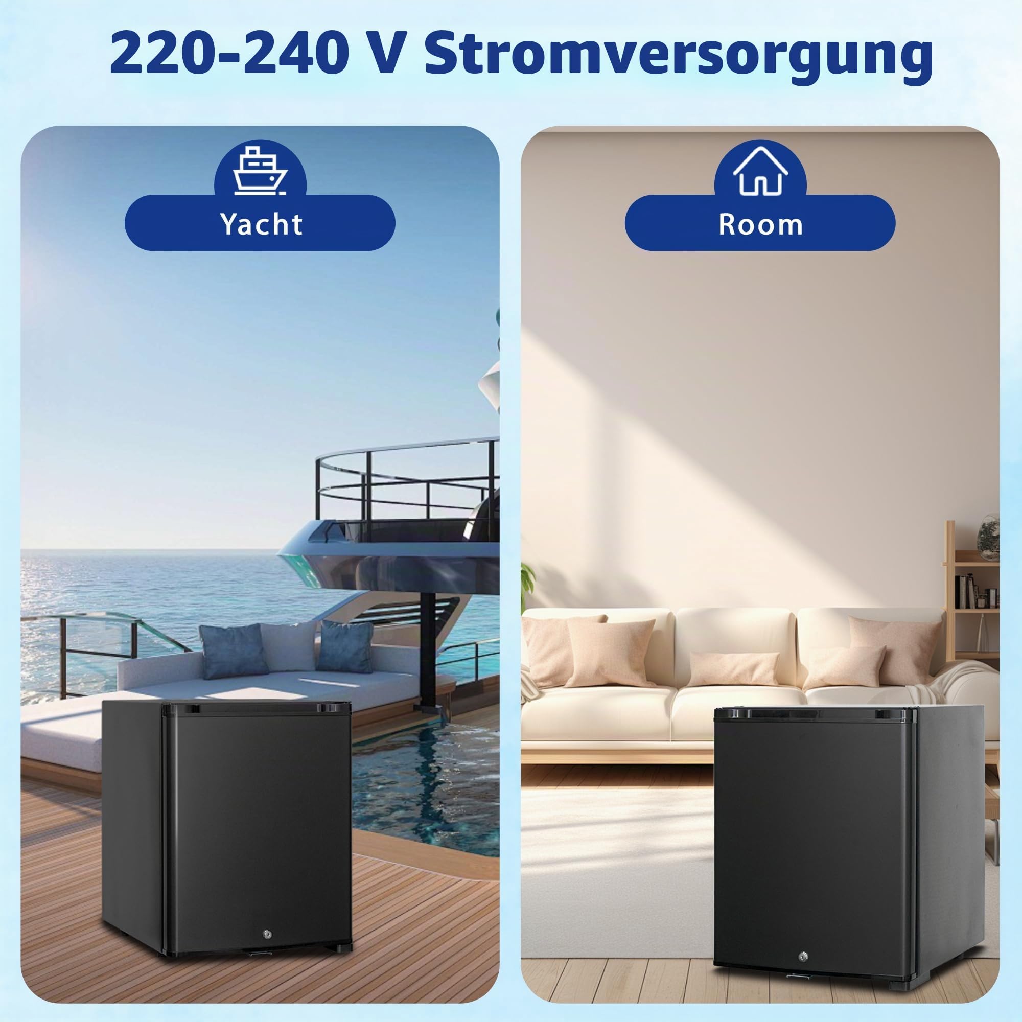 Smad 30L Camping Kühlschrank 12v 230v, Leiser Wohnmobil Absorber Kühlschrank 12v für wohnwagen, Auto, LKW, Büro, Camper, 0-10° C, mit Schloss, Wendetür, Schwarz