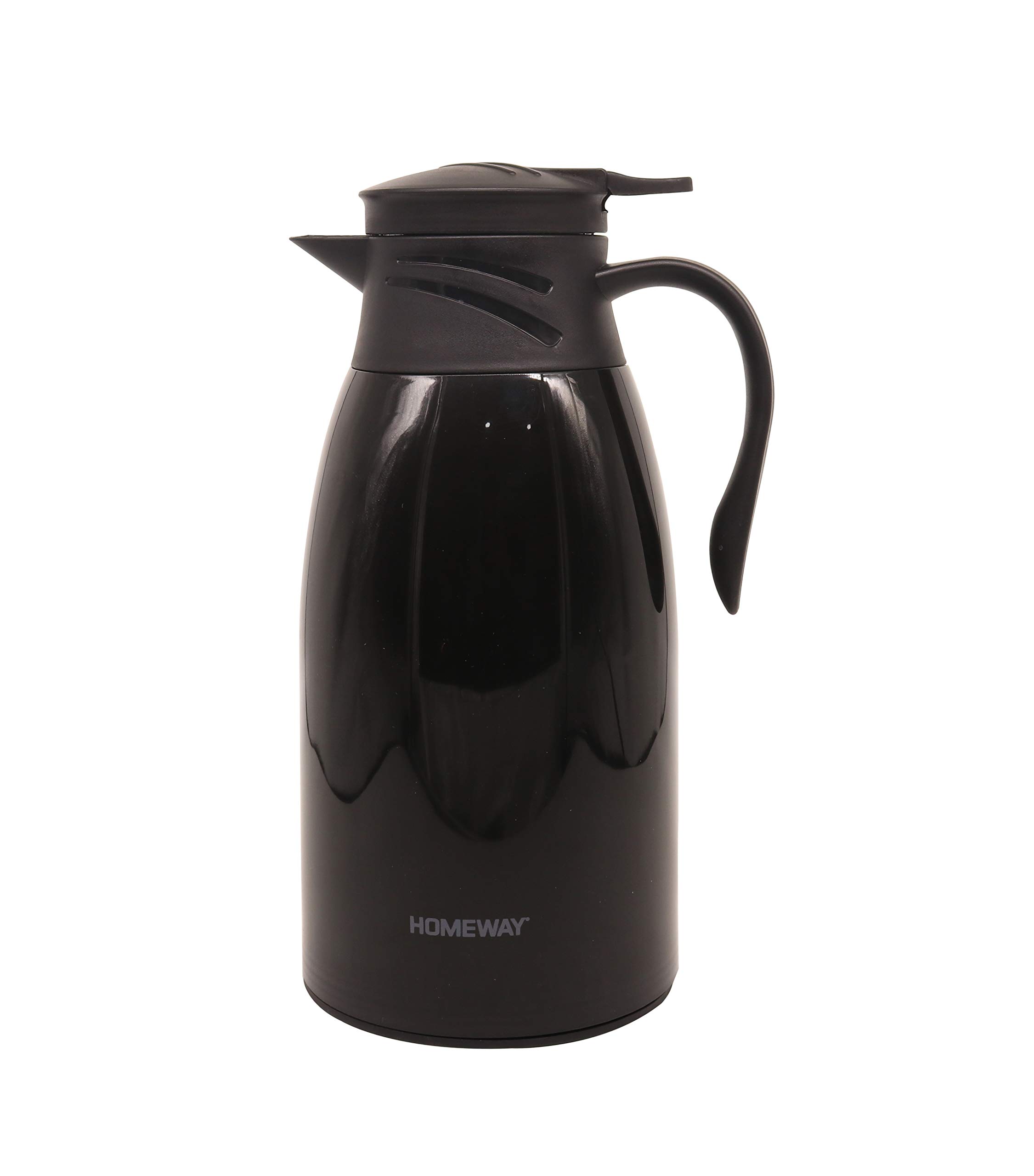 1.6 LITRE PLASTIC BODY VACCUM FLASK FOR HOT AND COLD DRINKS, NO ASBESTOS CONTENT, STURDY HANDLE, BLACK - HW3443