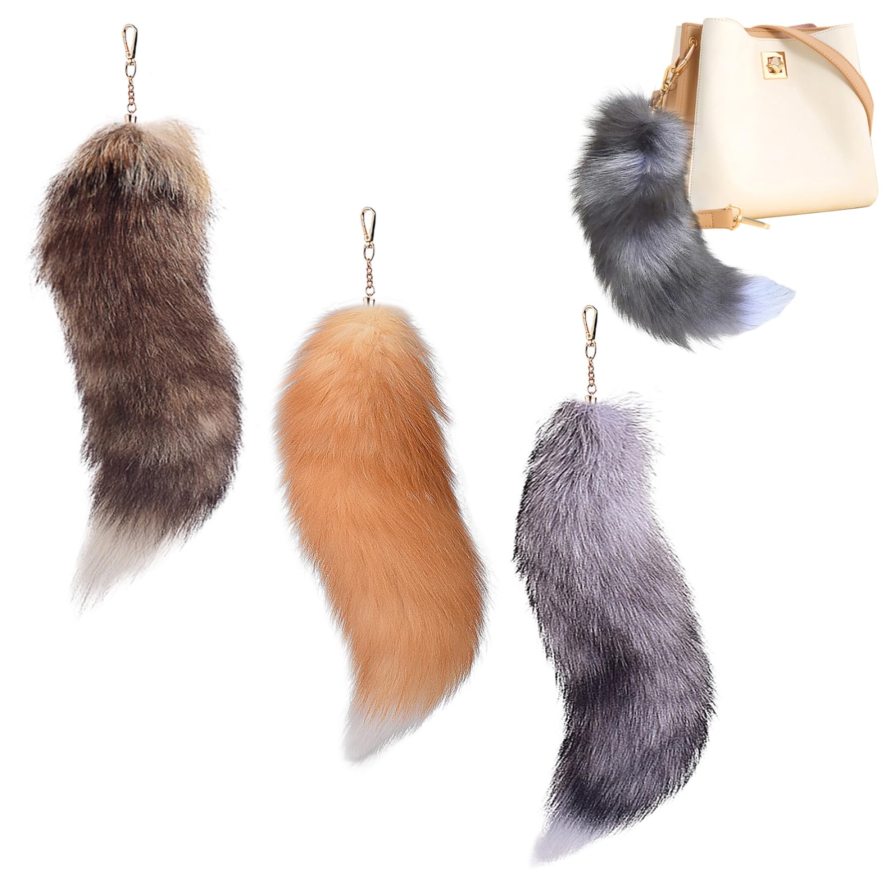 3 piezas de Therian, de Therian de 15, 8 pulgadas de largo con cierre, llavero de suave y esponjoso de Halloween, colas colgantes para mochila de bolso para mujer y adulto.