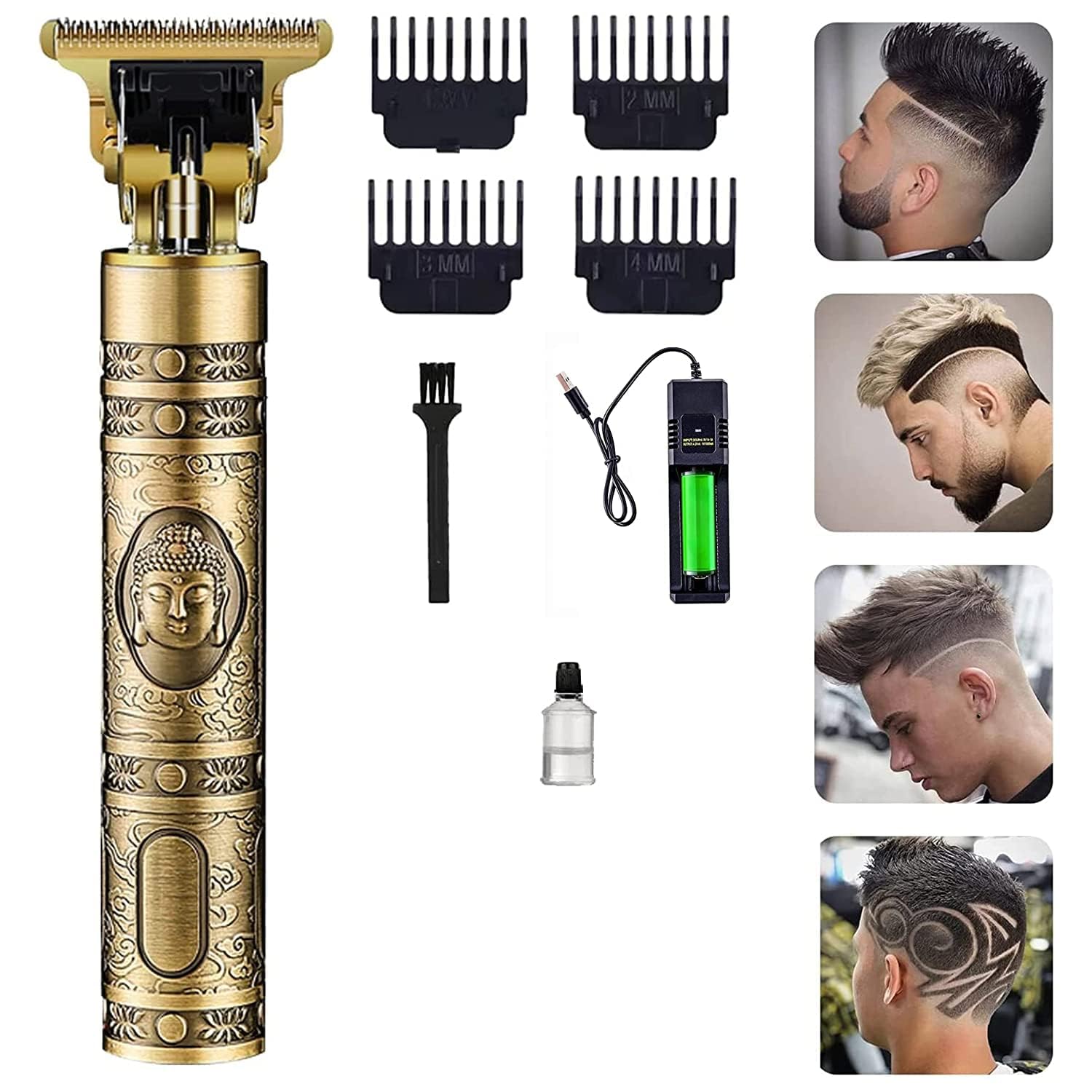 Hair Trimmer For Men,Hair Trimmer For Women, Professional Rechargeable Cordless Electric Hair Clippers Trimmer Hair Cutting Kit Combs For Men T-Blade, Gold