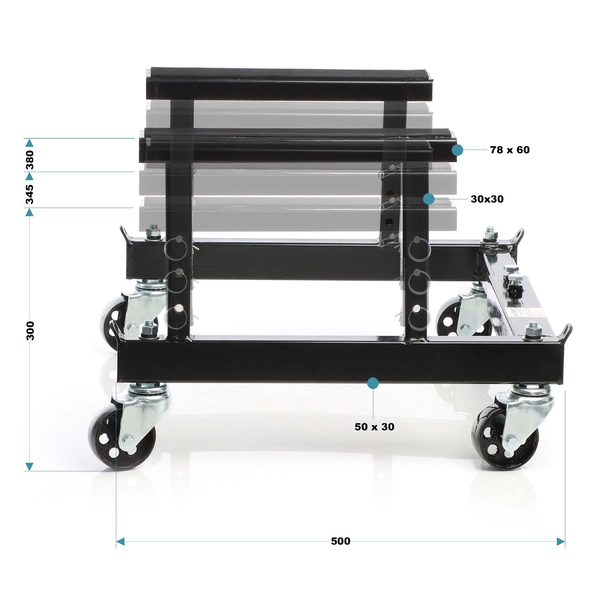 Wiltec Kit Pont élévateur 680kg Plateforme élevatrice – Support Montage/Levage pour Moto ATV Quad + Cric Lève-Moto Mobile sur roulettes 680 kg