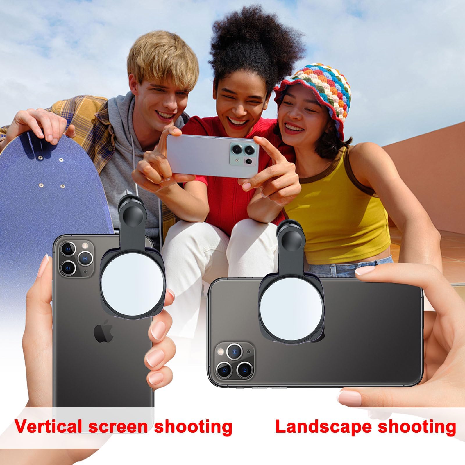 Retour Camera Iphone Camera Telephone Miroir Selfie Pour Caméra Arrière - Améliorez Vos Photos (Blanc) Vlog Selfie Phone Monitor Miroir Retour Camera Iphone