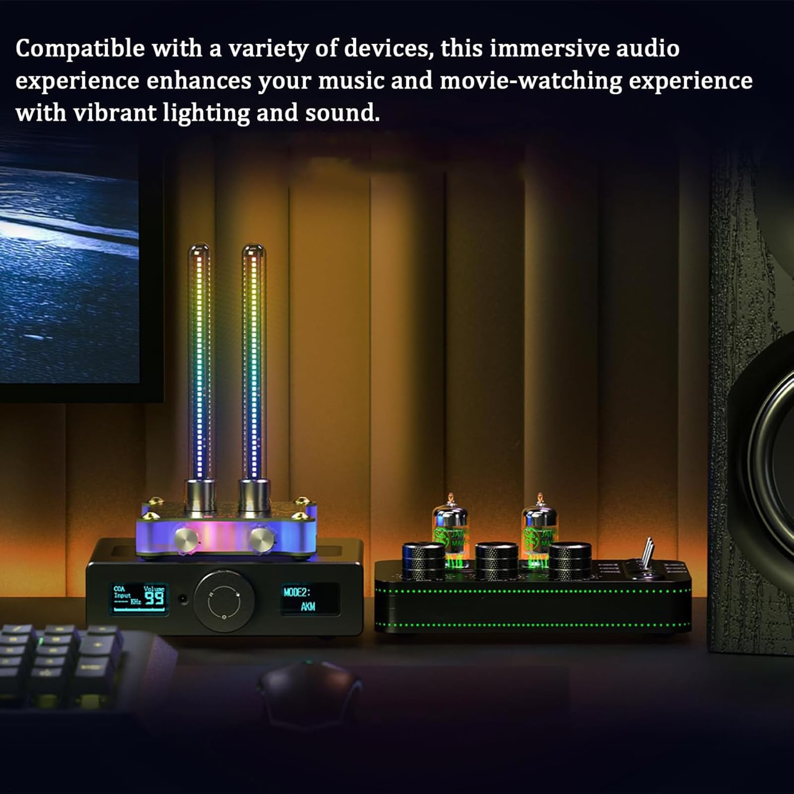 Analizador de espectro de audio LED, diseño retro de tubo Nixie, velocidad y brillo ajustables, ajuste de ganancia para decoración de escritorio del hogar