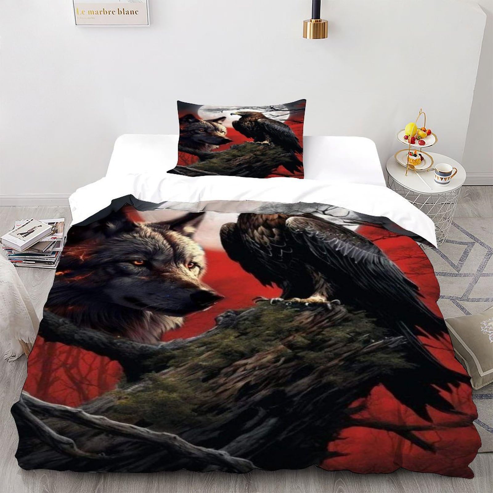 Housse de couette wild wilderness single 135x200cm imprimé 3D avec sa taie d'oreiller