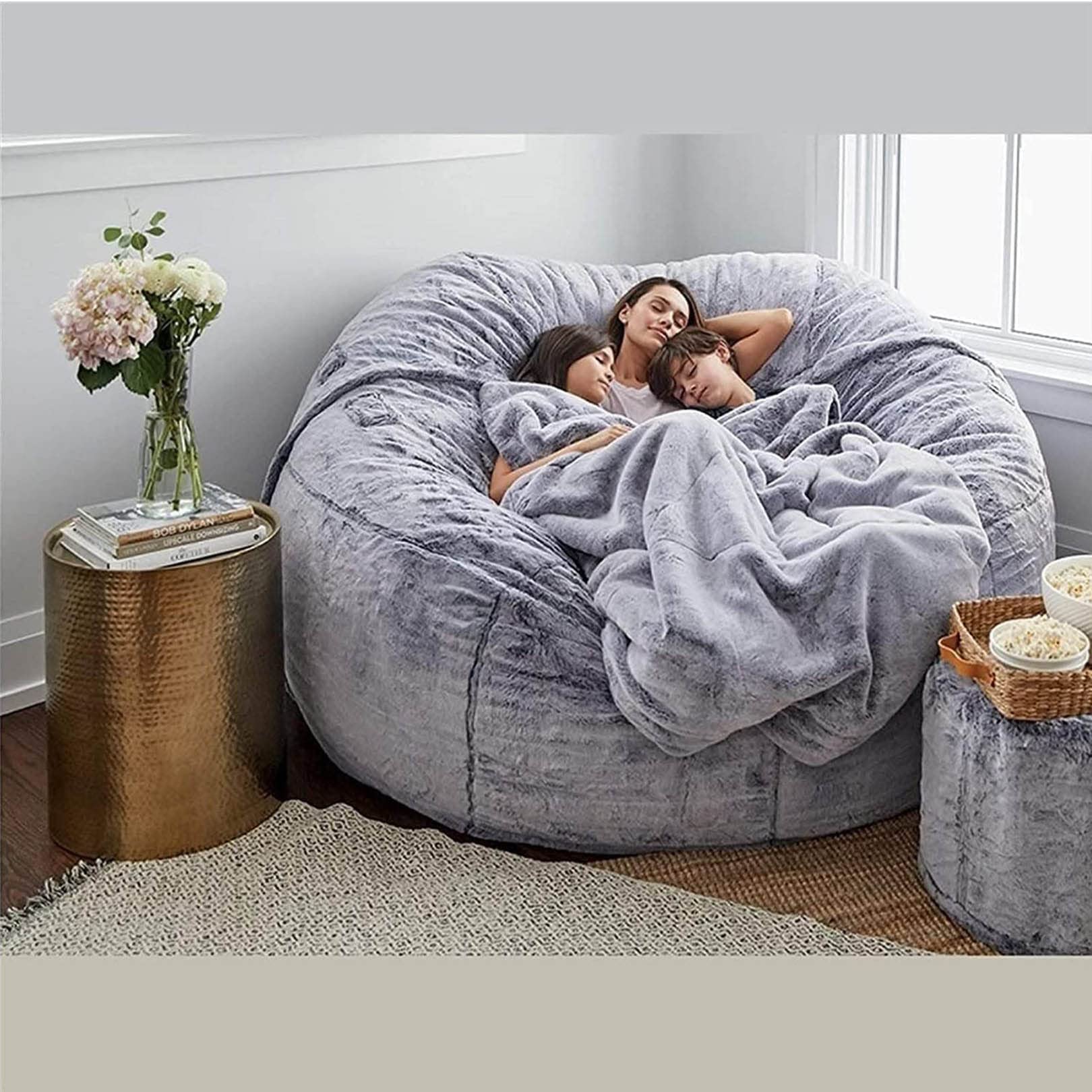 Lounge Pug Zitzak Stoel Ultra Pluche Corduroy Perzik- Big Bertha