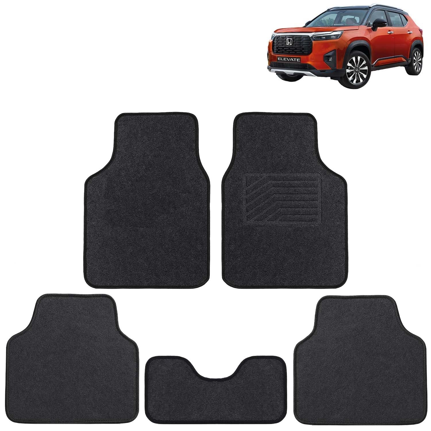 KINGSWAY Accessories Anti Slip Carpet Foot Mats Compatible with Honda Elevate (Year 2023 Onwards - All Model) | Set of 5 Pcs | Universal Fit Car Mats Designed to Protect Your Car Floor | Black discount deal
