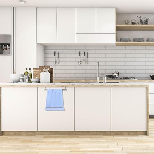 Miniatura 8 de Toallero de acero inoxidable para colocar sobre la puerta, 2 piezas, soporte para toallas de baño, utensilios de cocina y más, resistente al óxido y