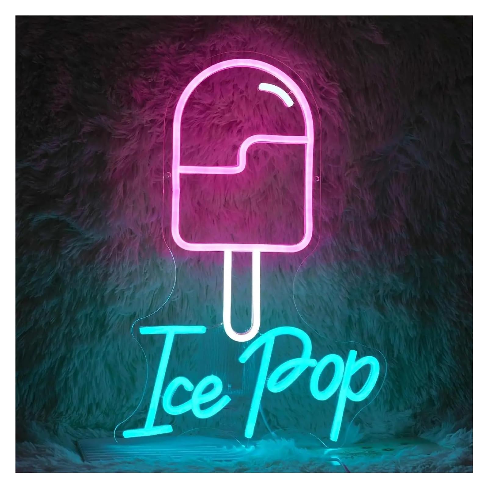 LEMST Sign Lamp Ice Pop Neon Signs USB Powered, Ice Cream Neon Lights Suitable for Shop Wall Decor Dimmable Night Lights 29cmx42.5cm