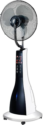 XBrand Ventilador oscilante derecho de la niebla fresca inteligente negrablanca, altura de 47 pulgadas