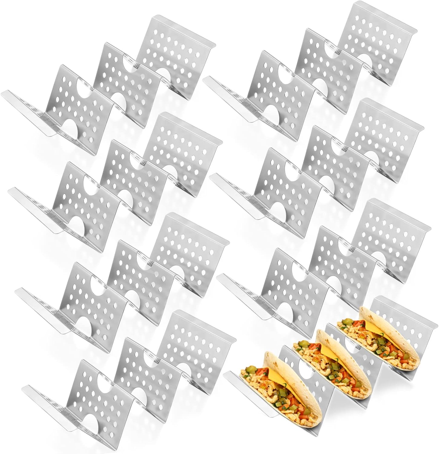 8pcs Stainless Steel Taco Rack Taco Holder Plate Tortillas Burritos Pancake Stand Restaurant Supplies