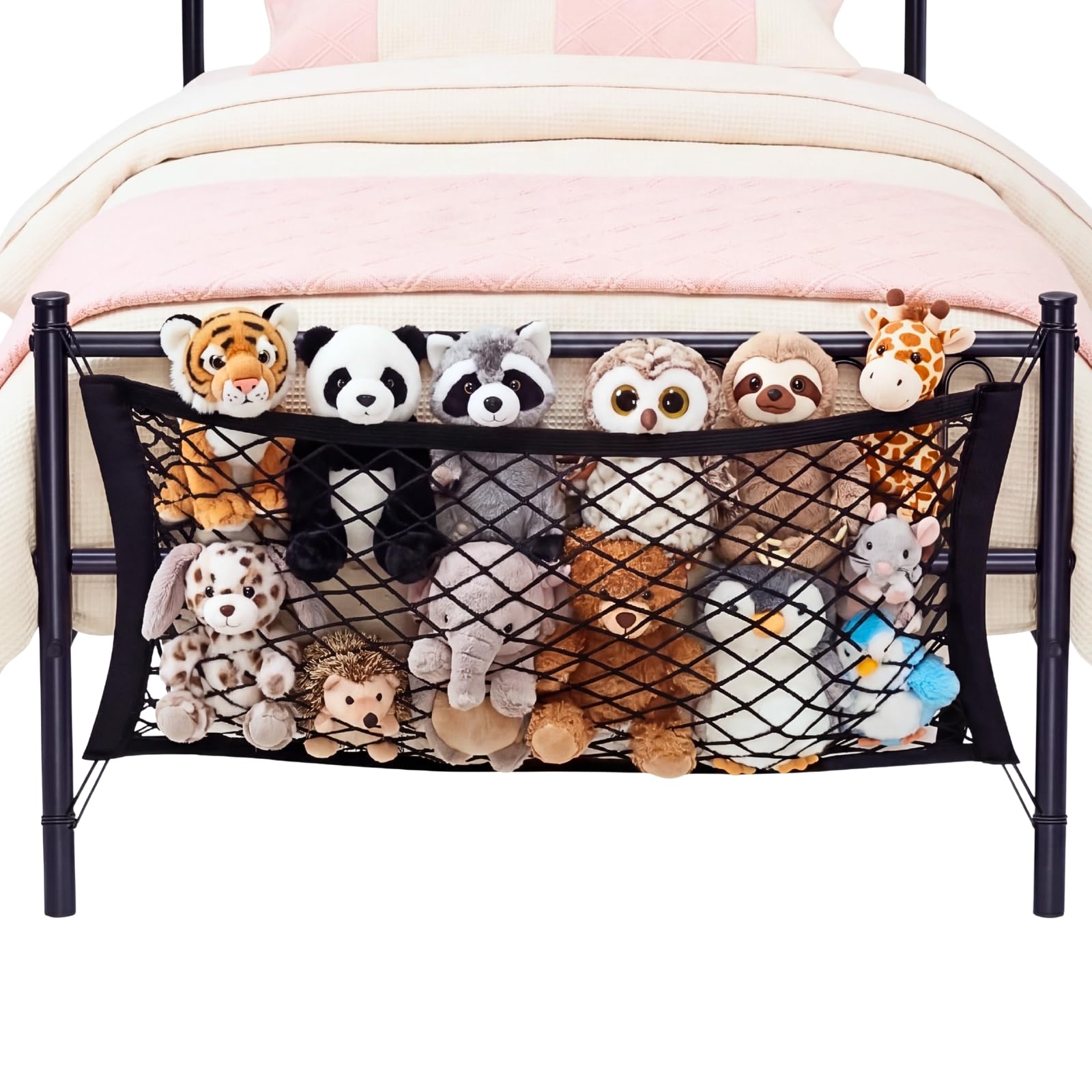 Stuffed Animal Storage Net for Kids, Elastic Bedside Toy Organizer Net