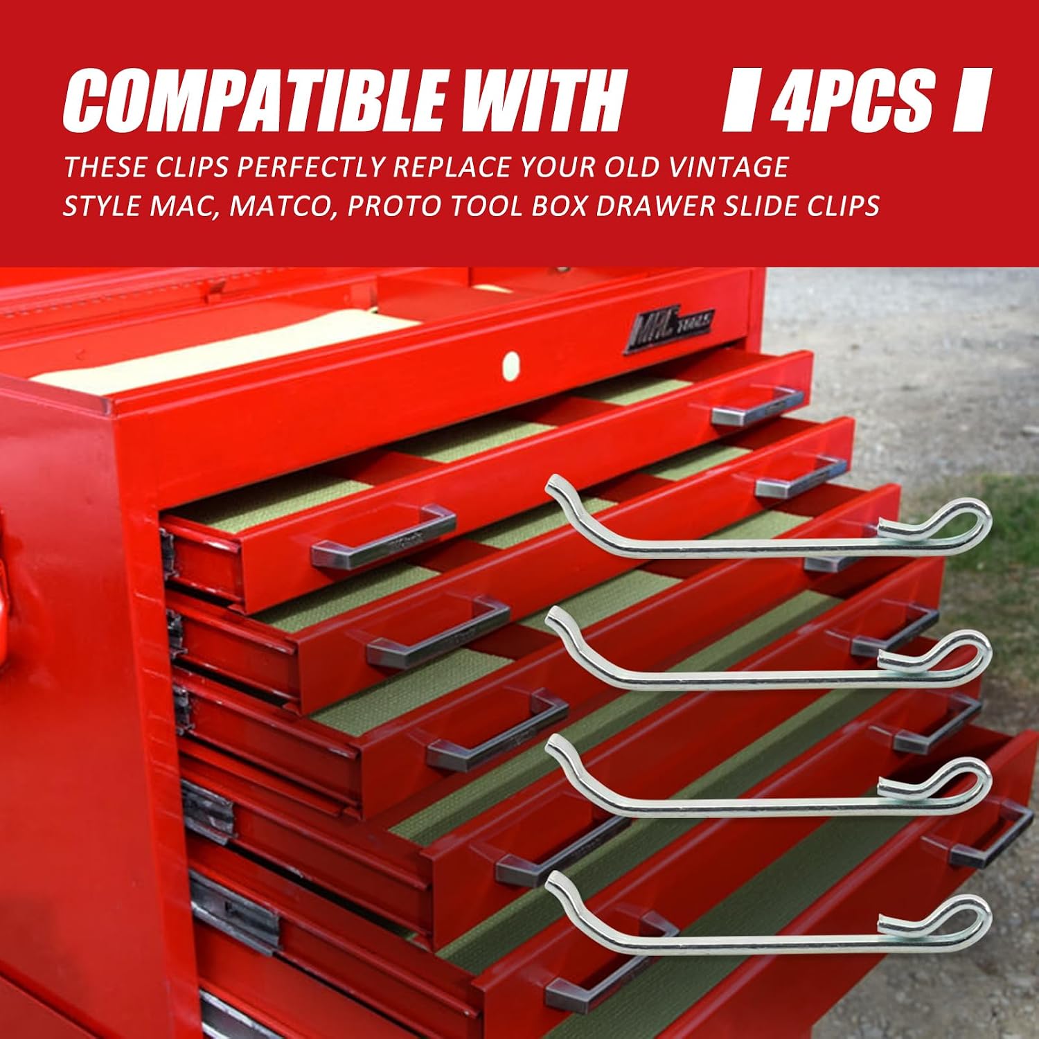 4 Pcs Tool Box Drawer Slide Retaining Keeper Clips for Napa Mac Matco Proto Craftsman Toolbox image 2