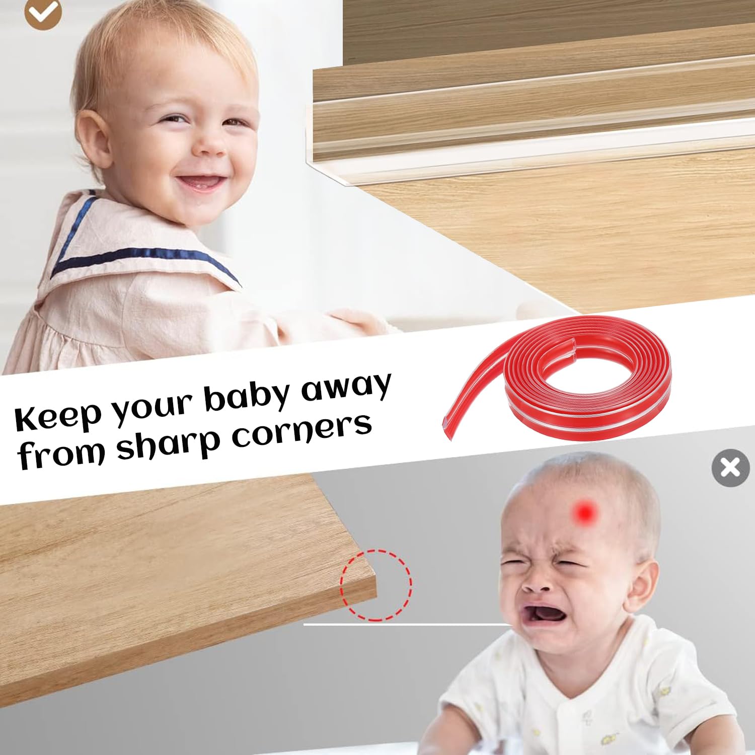 Norhogo Silicone Edge Protector Strip, Baby Proofing Safety Corner Protectors - Image 4