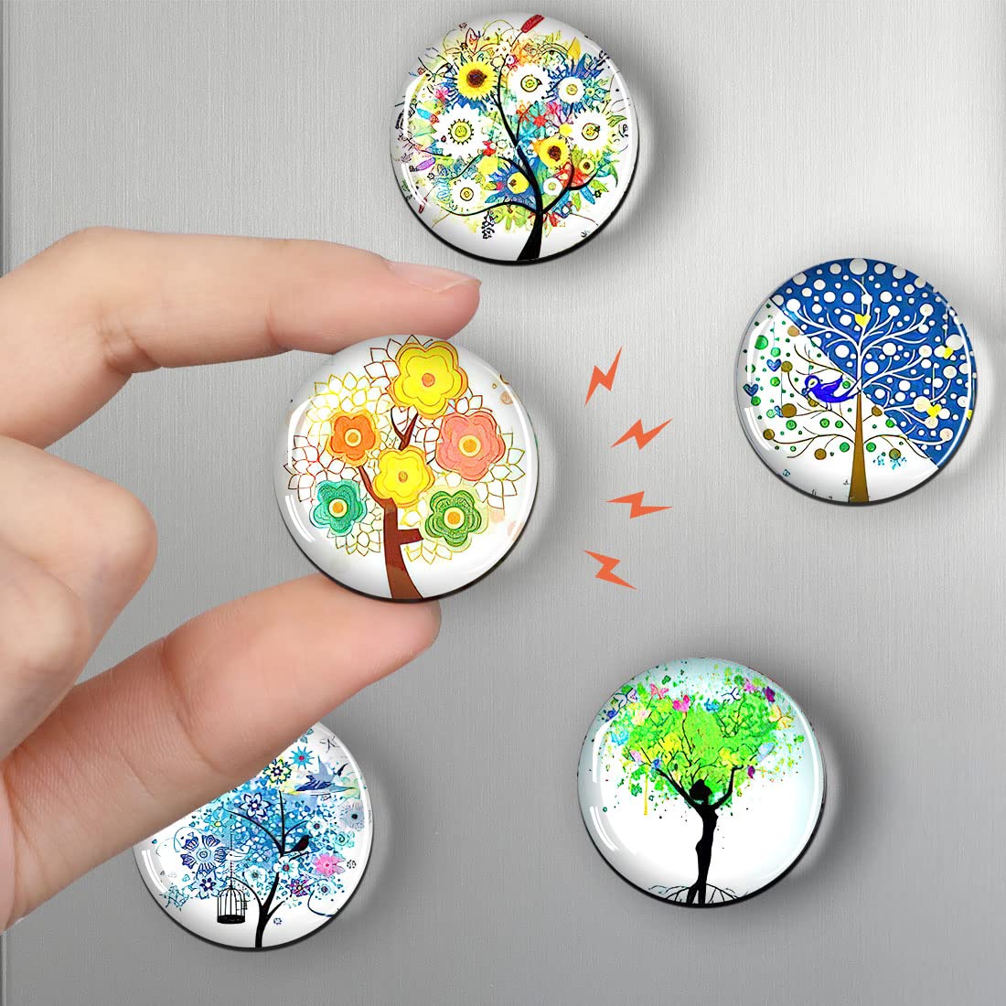 Glas-Kühlschrankmagnete 'Lebensbaum', 30 Mm – 12 Stück, Starke Magnete Für Kühlschrank & Whiteboard