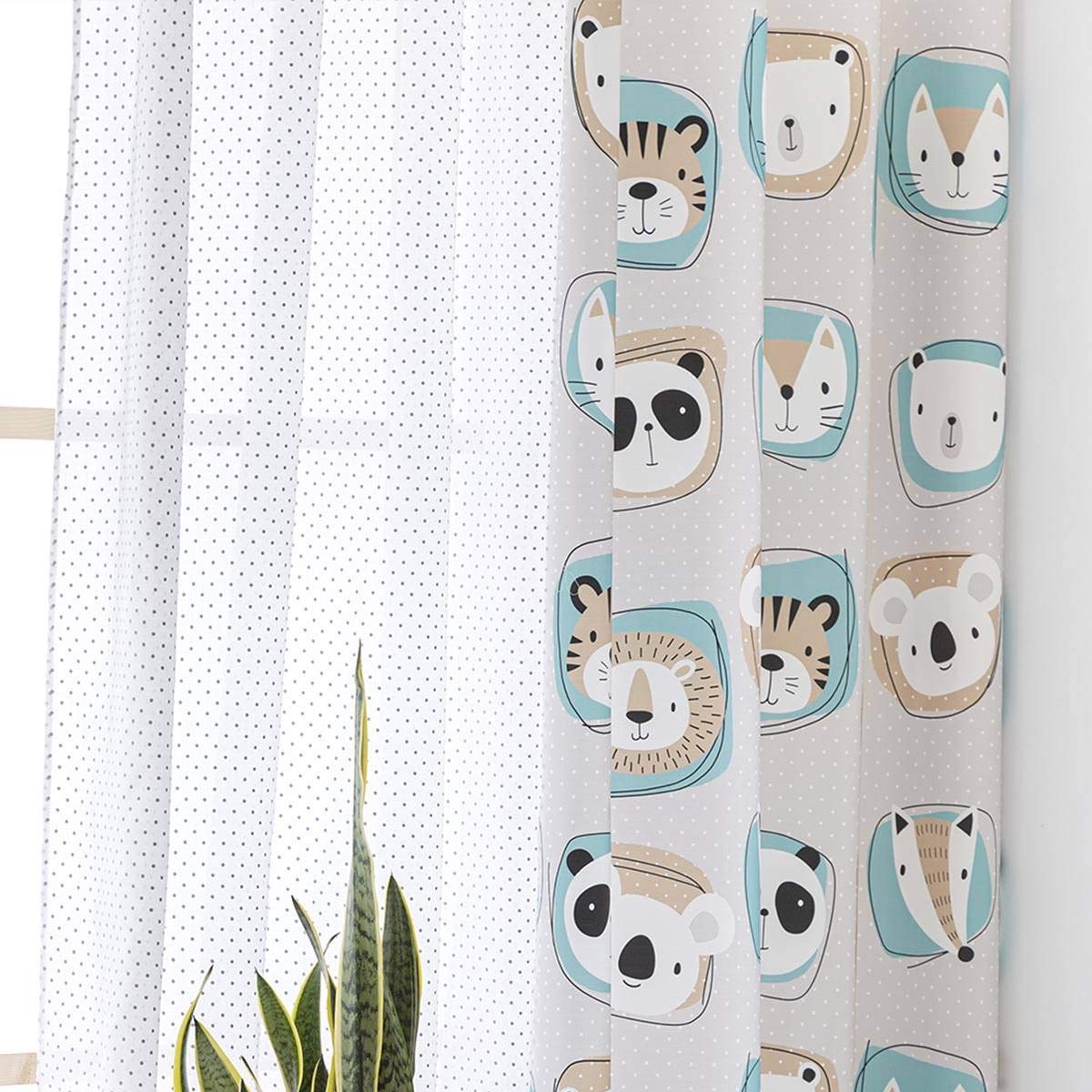 Cortina con ollaos Zoo beig Lanovenanube 150x260 cm Infantil | Cortina con ollaos ZOO beig Lanovenanube 150x260 cm infantil