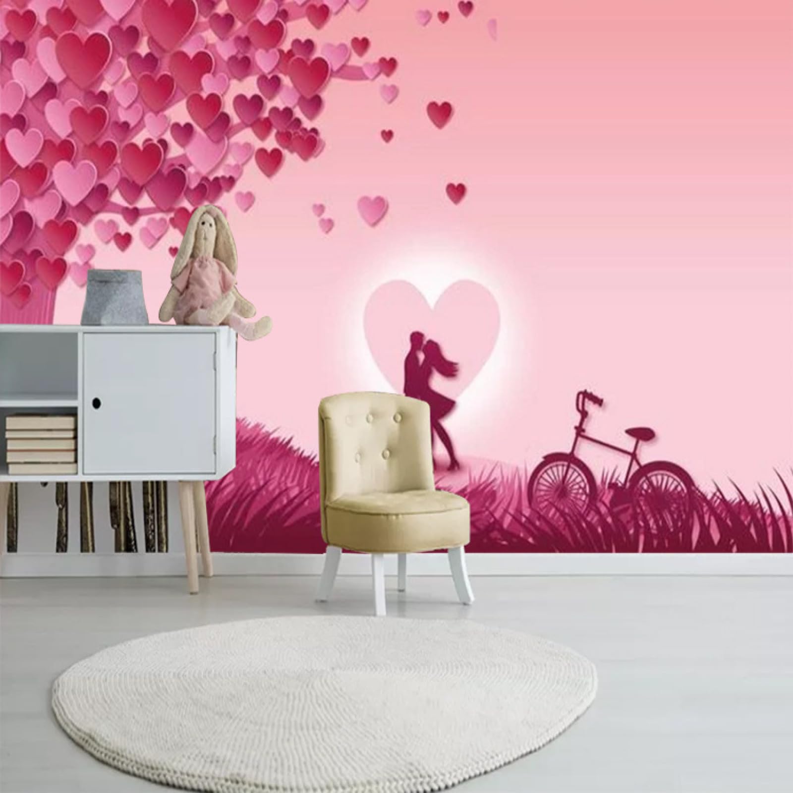 XLMING Semplice Romantico Caldo Matrimonio Guesthouse Coppia Camera Erotica Carta Da Parati 3D Studio Sala Da Pranzo Divano Camera Da Letto Soggiorno Tv Muro-430cm×300cm