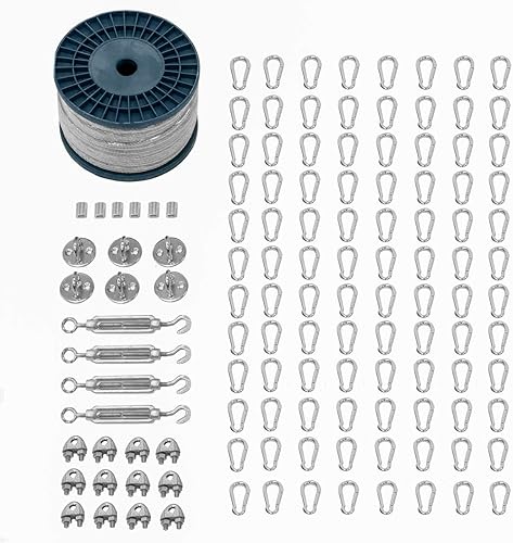 Miniatura 8 de FORTRESS Kit de tensión de alambre de red de bateo [jaulas de bateo de 35 pies, 55 pies y 70 pies] Kits duraderos de alta resistencia para colgar