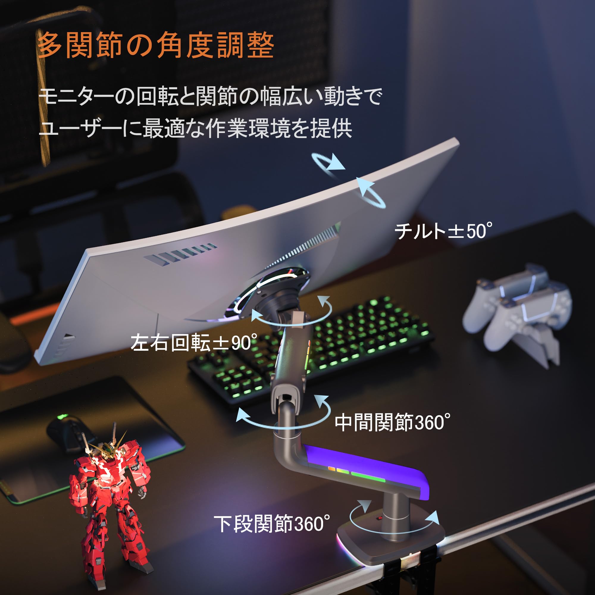 Amazon.co.jp: NB ERGONOMIC 大型モニターアーム 大画面 高耐