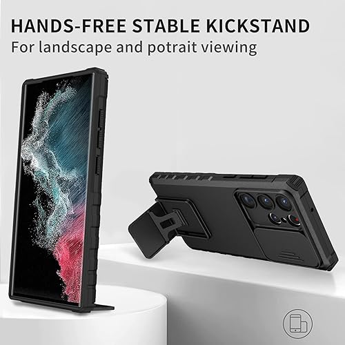 Miniatura 6 de Asuwish Funda de teléfono para Samsung Galaxy S23 Ultra 5G con protector de pantalla y cubierta deslizante para cámara con soporte de soporte,