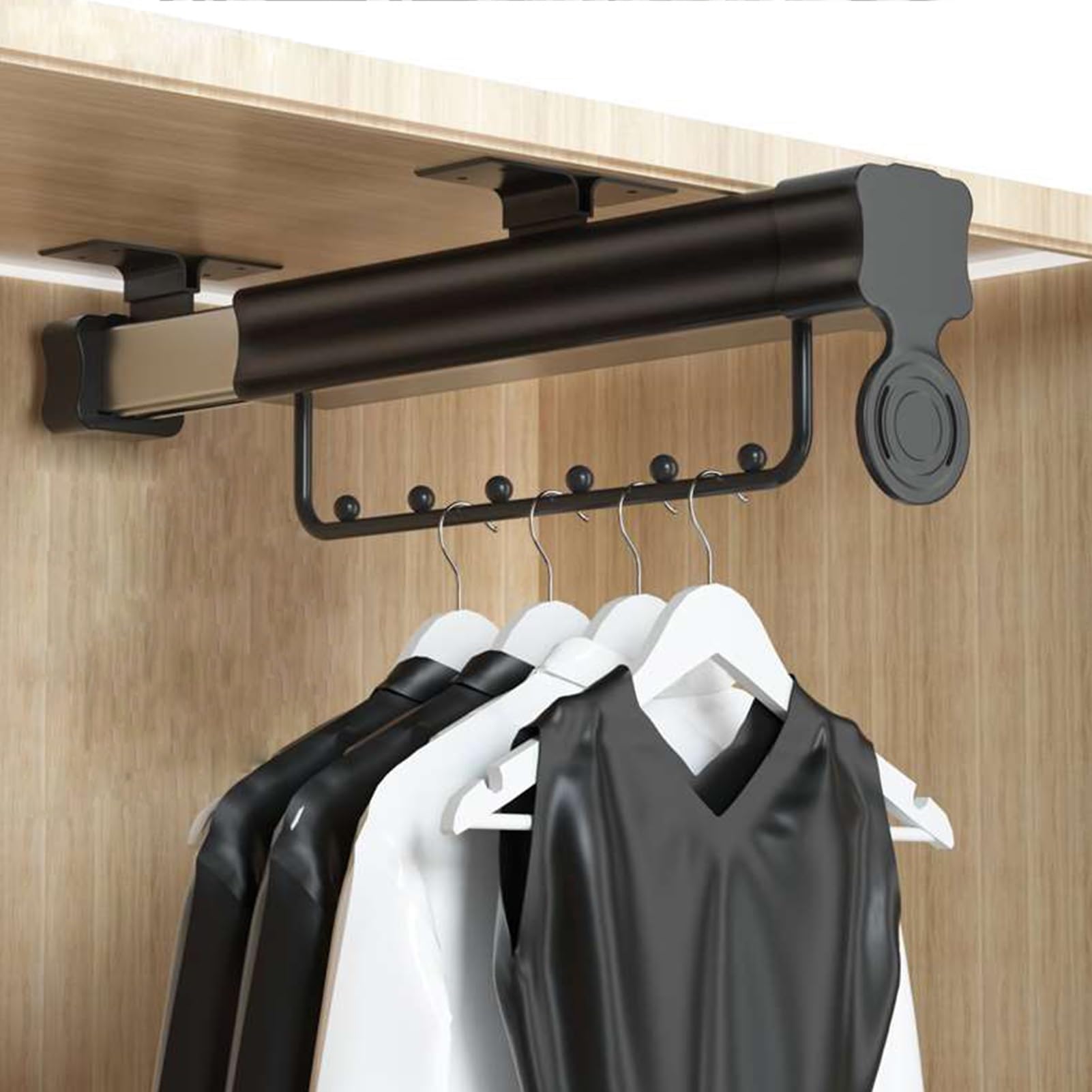 Scumlovy Rectangular Bathroom Corner Mirror, Vanity Mirrors, Wall Mount Pivot Mirror with Metal Frame and Swivel Extendable Arm, Vertical & Horizontal(Wood color,60x90cm/23.6x35.4in)