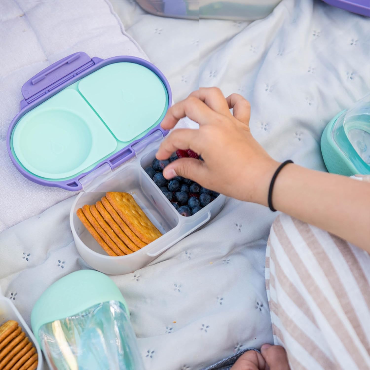 b.box Mini Lunch + Snack Containers (Lilac Pop): 2-Pack Set Includes Lunch Box (4 1/4 Cup Capacity) & Snack Box (1 3/4 Cup Capacity). Easy Open Bento Containers, School Supplies - Image 2
