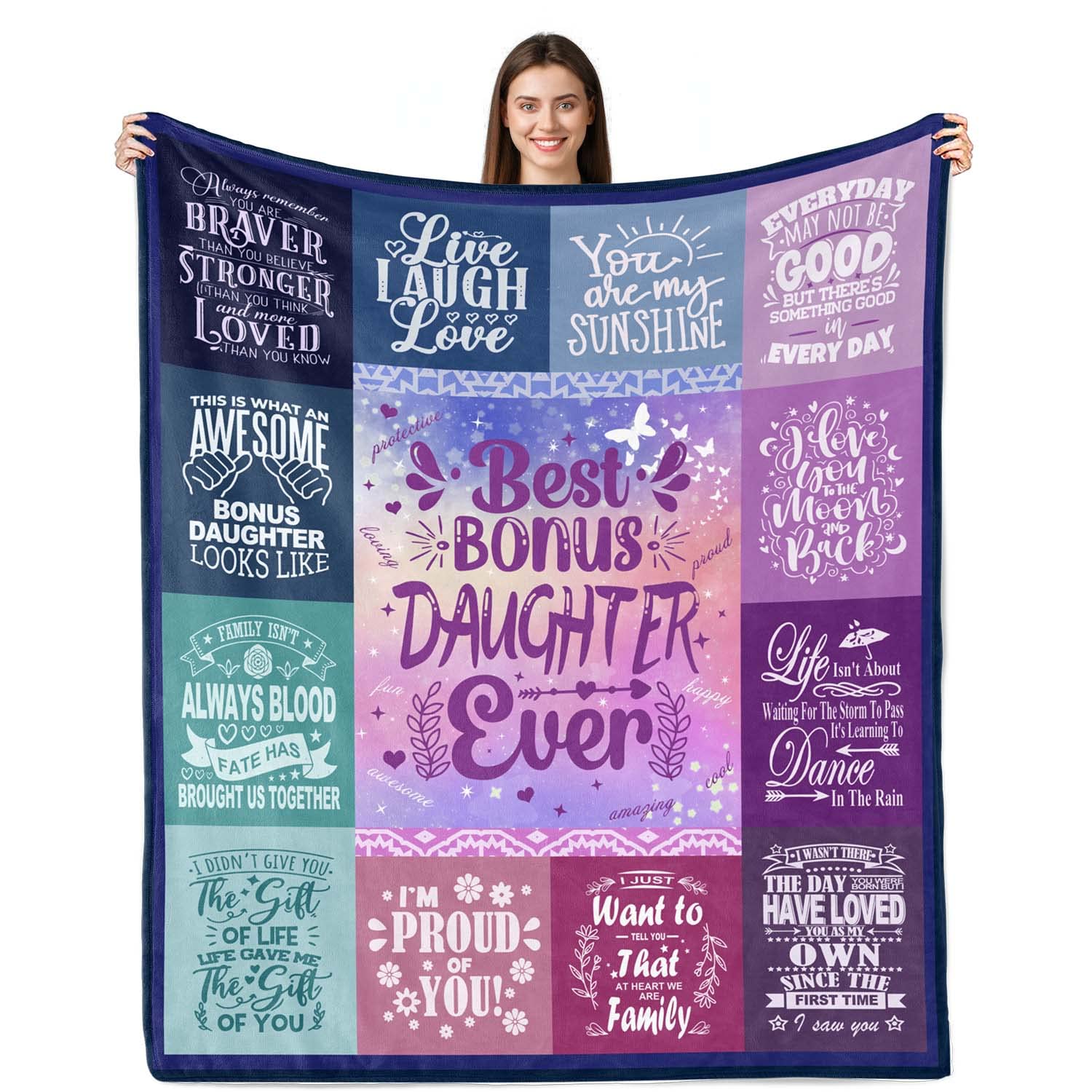 Lviliss Bonus Daughter Gifts Bonus Daughter Birthday Gifts: Stepmom & Stepdaughter Throw Blanket, 50" X 60"
