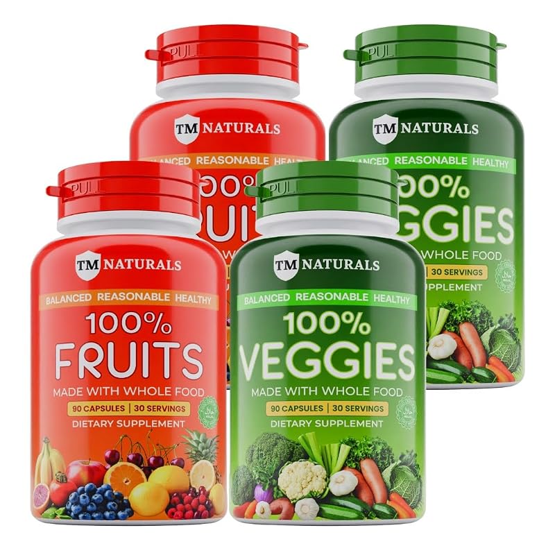TM NATURALS Suplemento para energia com 57 frutas e vegetais em cápsulas 360 cápsulas