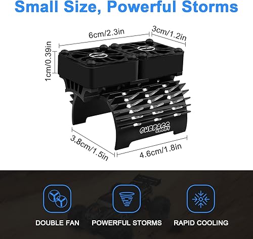 Miniatura 7 de Ventiladores de refrigeración de motor RC Supera Hobby Twin 1.181in RC Motor Ventilador con cubierta metálica 4068 4274 Motor sin escobillas