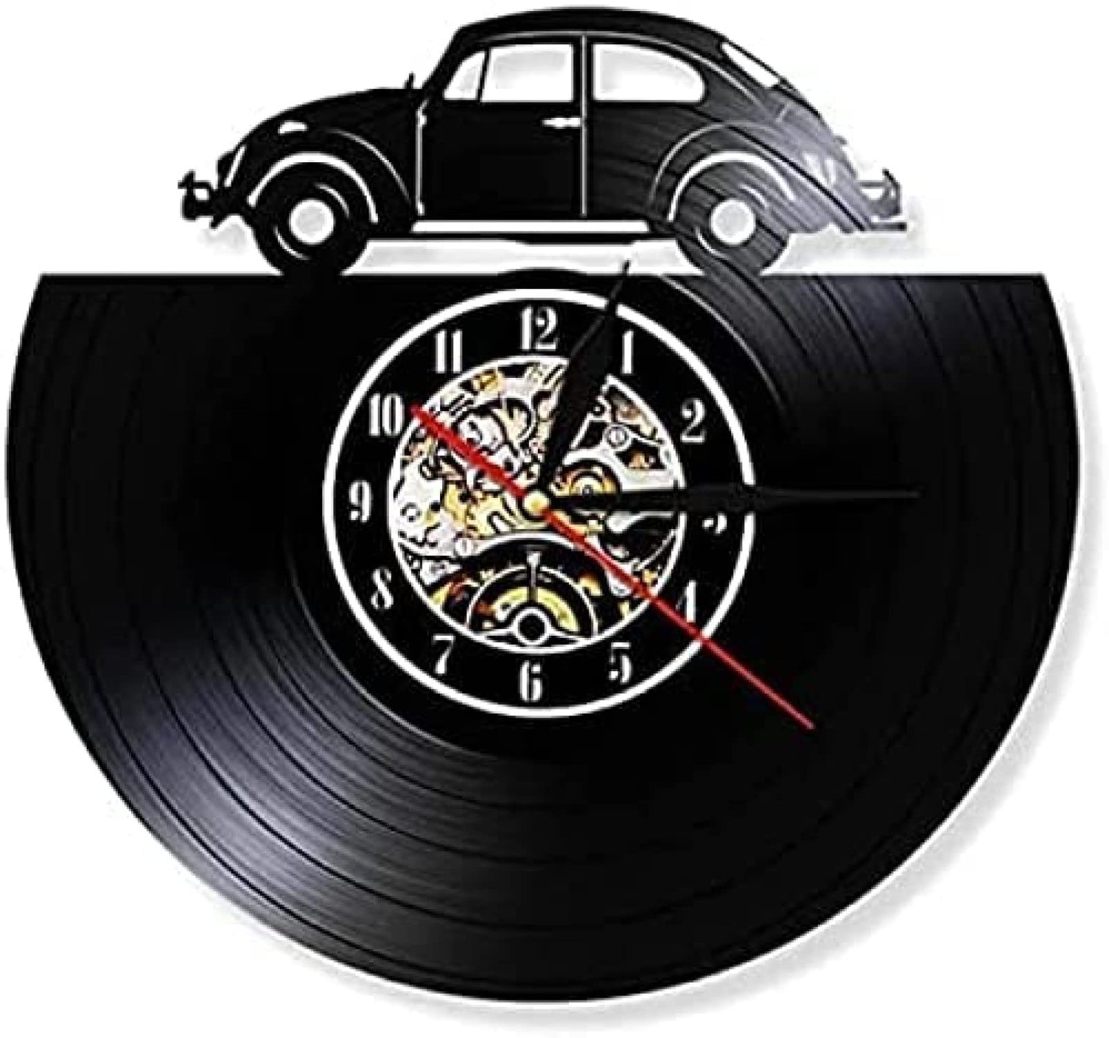 Horloge vinyle voiture silencieuse sans tic-tac pour salon rétro moderne