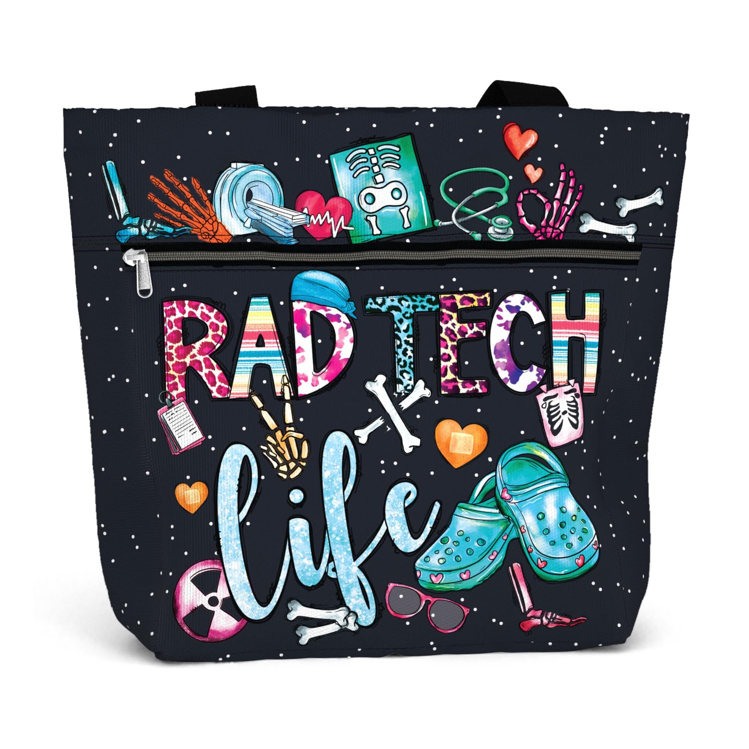 84hoodsLarge Waterproof Tote Bag with Pockets and Zipper for Work. Gift for Nurse. Shoulder Bag for Women.