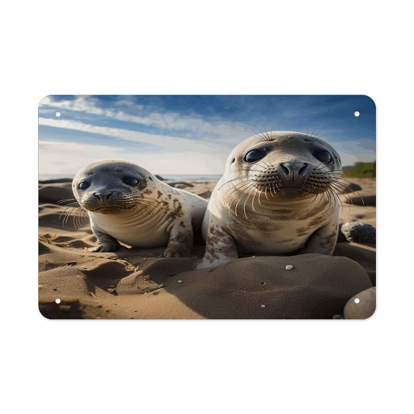 Fekiloot Style Seal On The Beach Metal Signs Wall Art Tin Sign