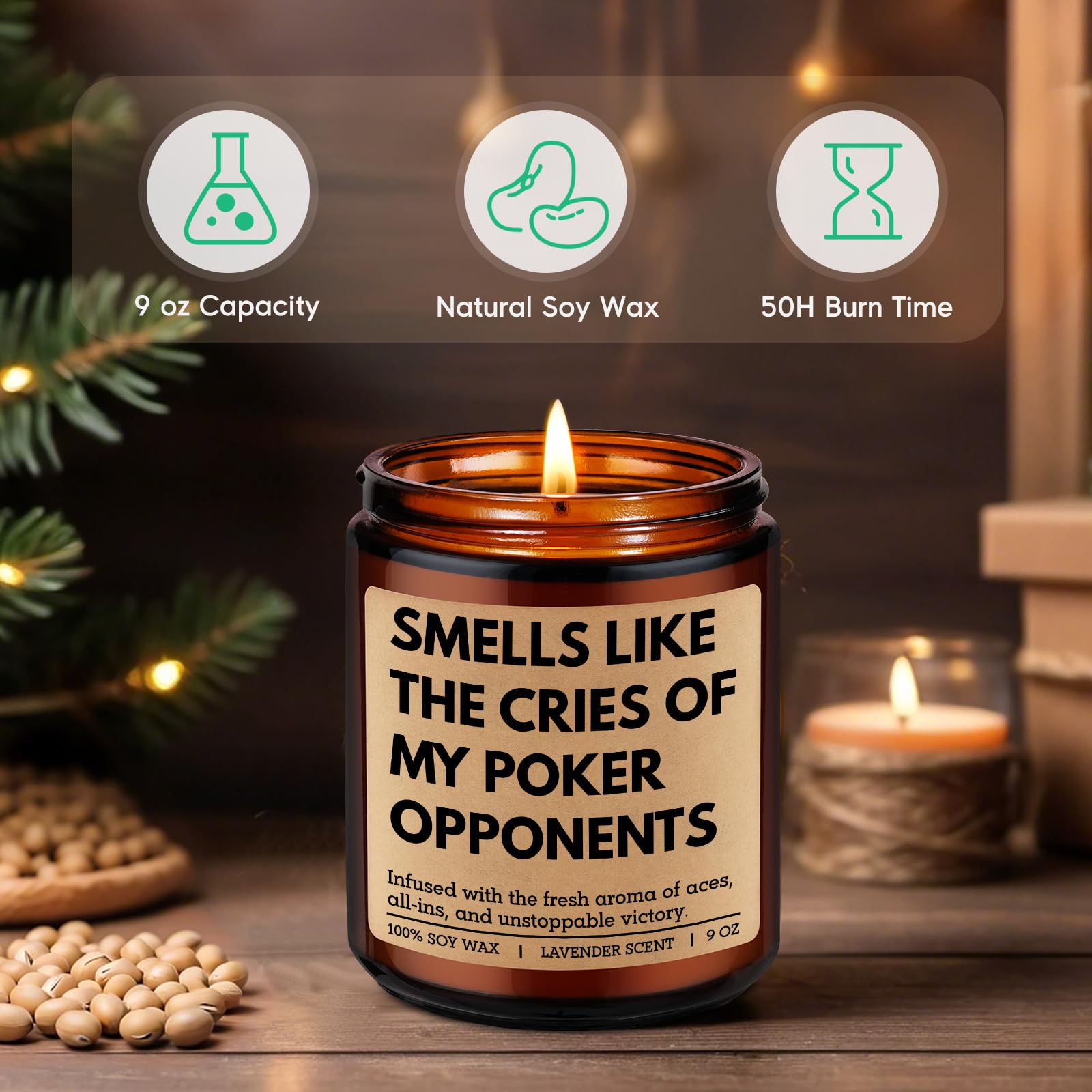 GSPY Scented Candle - Poker Gifts for Men, Women - Casino Gifts, Gambling Ideas - Game Night Decor for Adult - Funny Fathers Day, Birthday Presents for Poker Players, Card Players, Gamblers, Man, Him