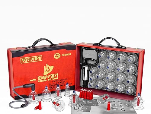 Set profesional de ventosas de succión Hansol con mango de bombeo, 19 tazas, manual en inglés (fabricado en Corea)