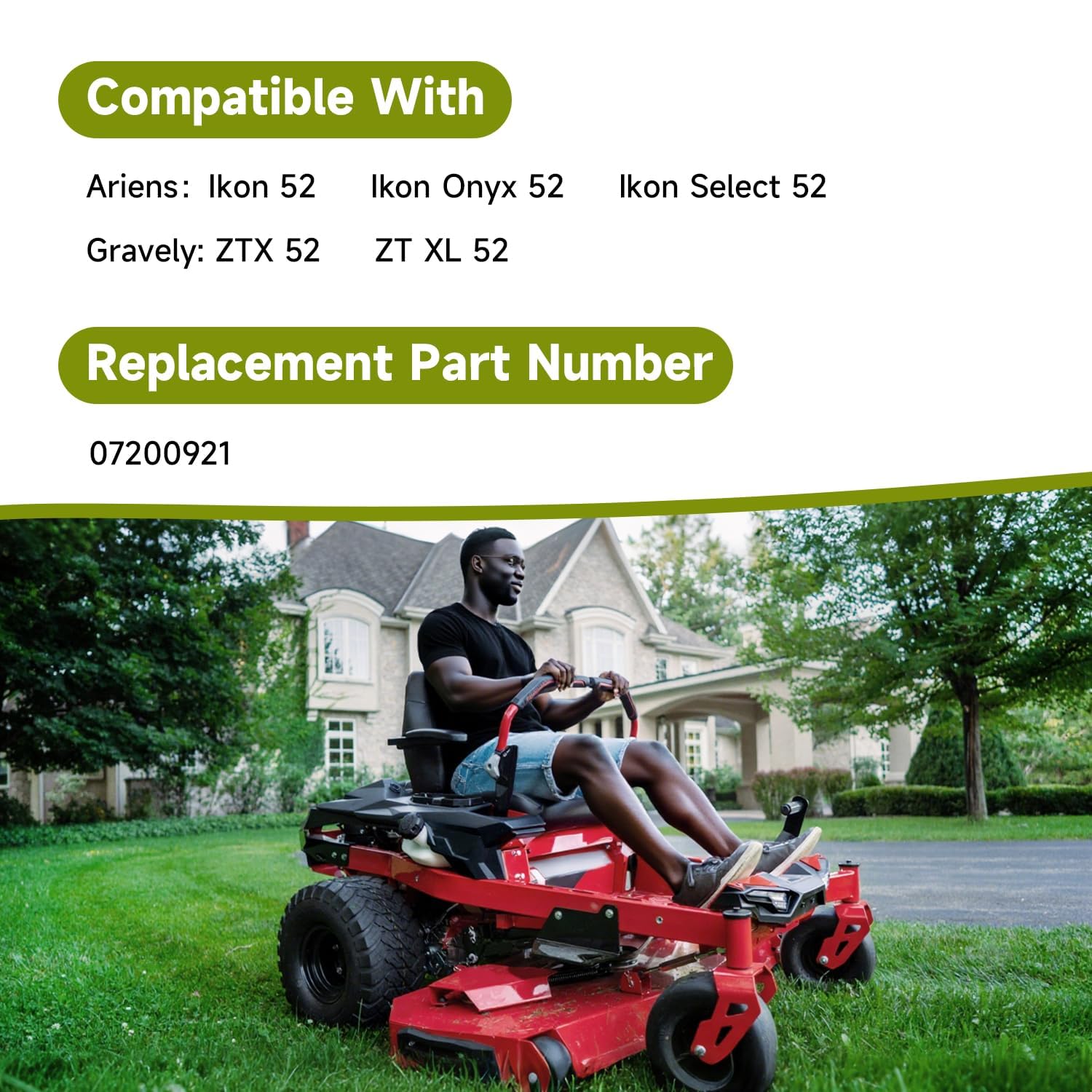 Cinghia di trasmissione trapezoidale per tosaerba compatibile con Ariens Ikon 52 Ikon Onyx 52 Ikon Select 52 Gravely ZTX 52 ZT XL 52 Zero Turn Rasaerba Ricambio #: 07200921
