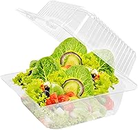 Vista 4 de UEJYWUY 200 recipientes de plástico transparente con bisagras con tapas, recipiente cuadrado desechable de plástico para llevar, recipientes