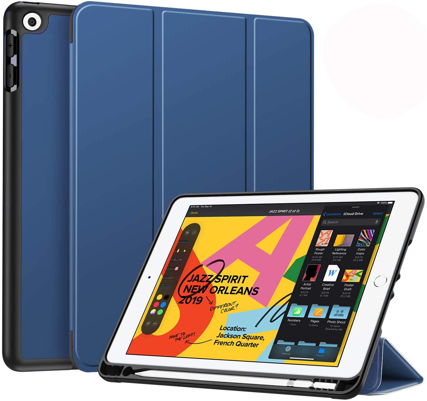 Aavjo Flexible TPU Smart Case Cover with Pencil Holder Compatible for iPad 9th / 8th / 7th Generation (2021/2020/2019) 10.2 Inch(Navy Blue - Black) (B08YJX1H11) Amazon Price History, Amazon Price Tracker