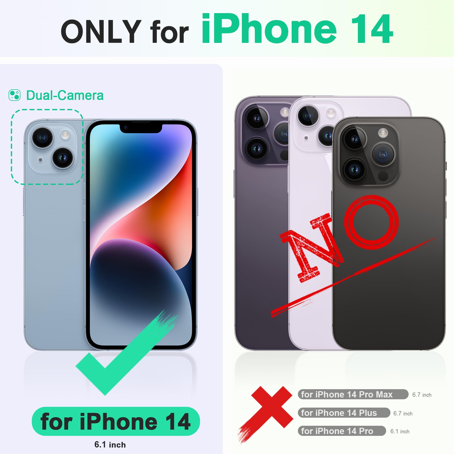 TUCCH Funda para iPhone 14, Flip Folio Carcasa Case, Funda de Cuero PU con Bloqueo RFID, Ranura para Tarjeta, Cierre Magnético, Funda Piel para iPhone 14 5G (6.1", 2022), Verde Medianoche